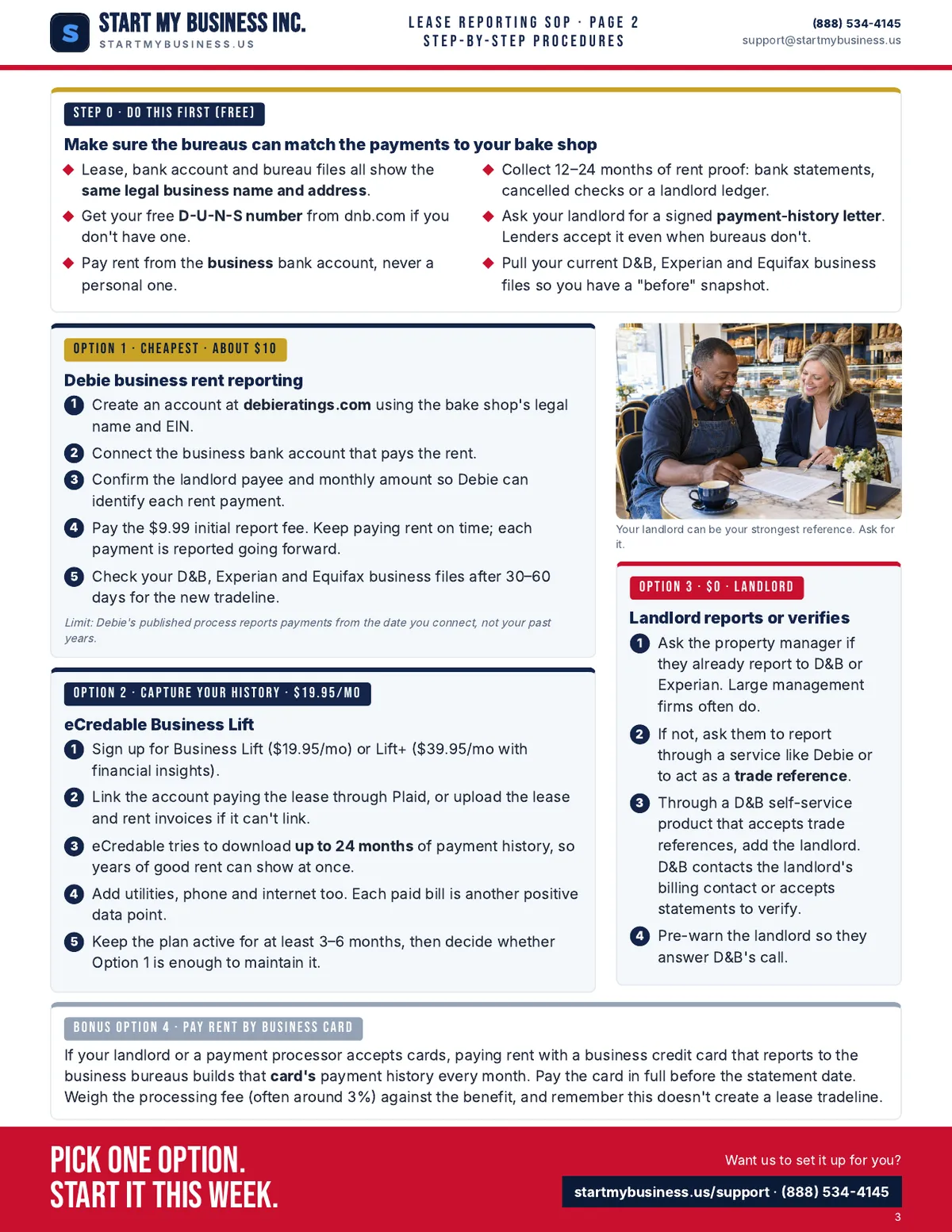 Page 3 of 6, Step-by-step procedures for each option