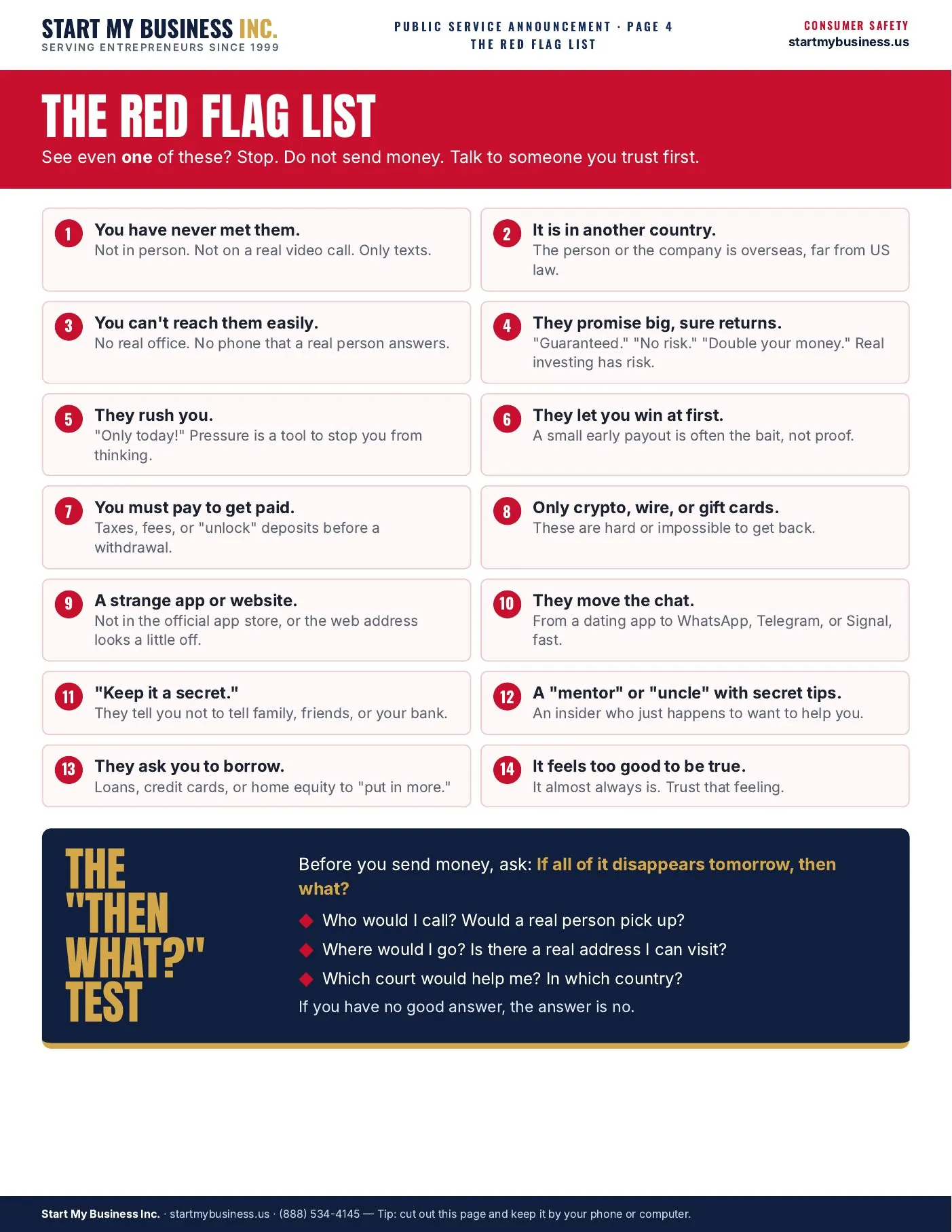 Page 4 of 9, The red flag list: 14 warning signs and the then-what test